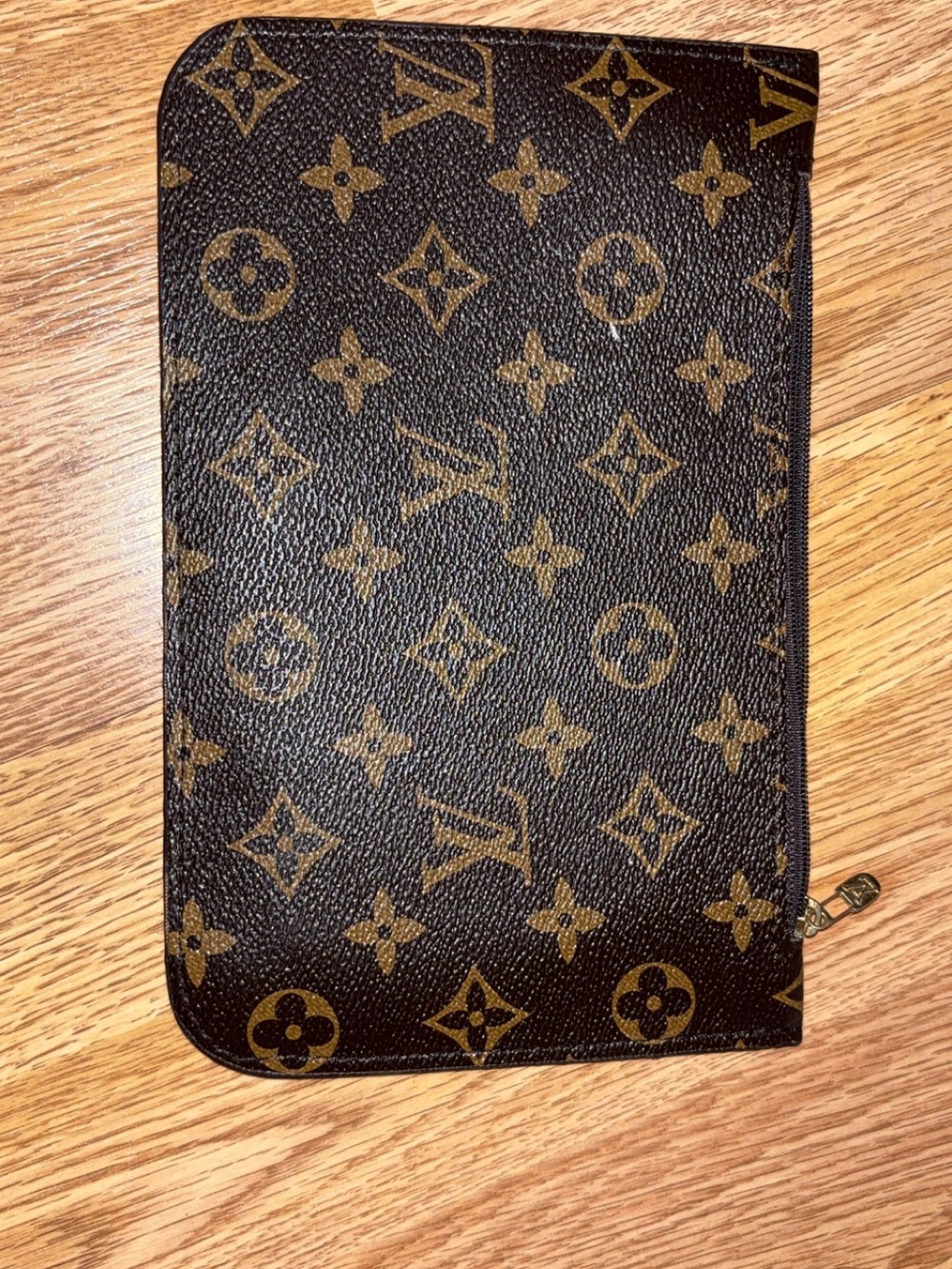 Monogram Zip Clutch in Brown
